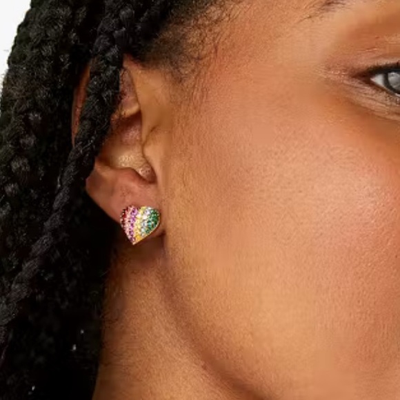 New Kate Spade On The Dot Rainbow Collection Heart Studs - Picture 3 of 9